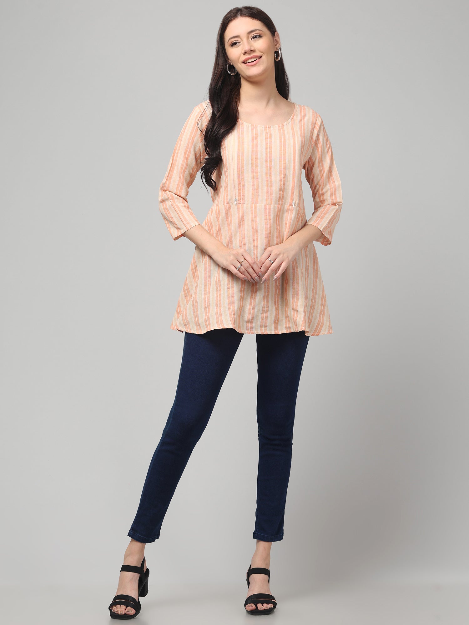 Peach Stylish Maternity Feeding Top For Women
