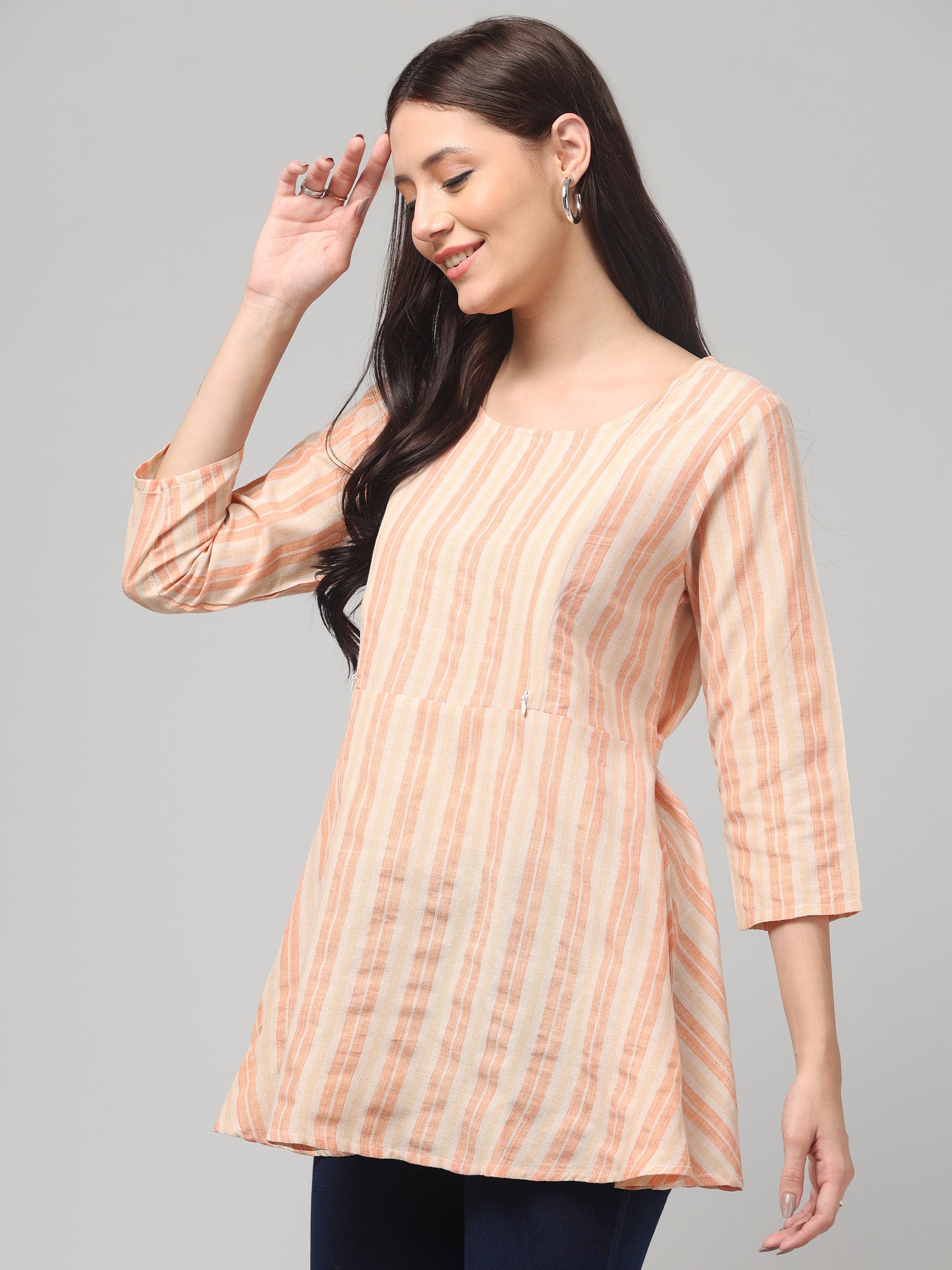 Peach Stylish Maternity Feeding Top For Women