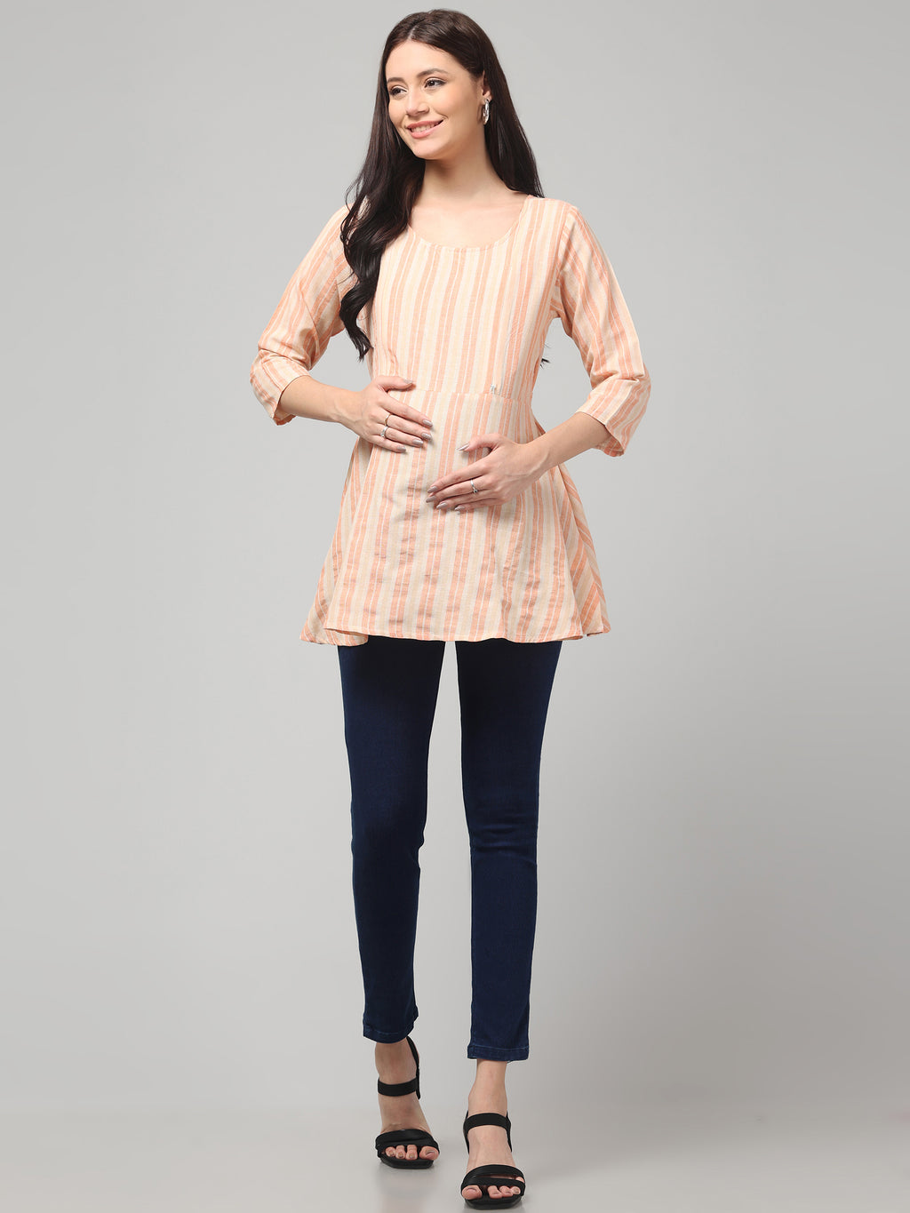 Peach Stylish Maternity Feeding Top For Women