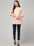 Peach Stylish Maternity Feeding Top For Women