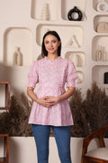Rose Cotton Maternity Feeding Top For Women