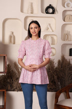 Rose Cotton Maternity Feeding Top For Women