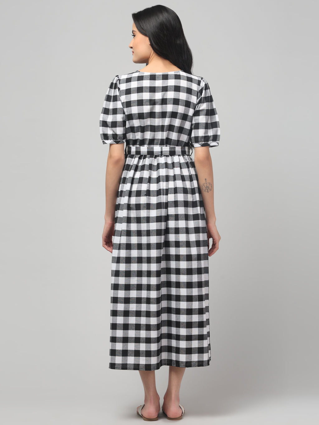 Black White Maternity Feeding Dress For Women.