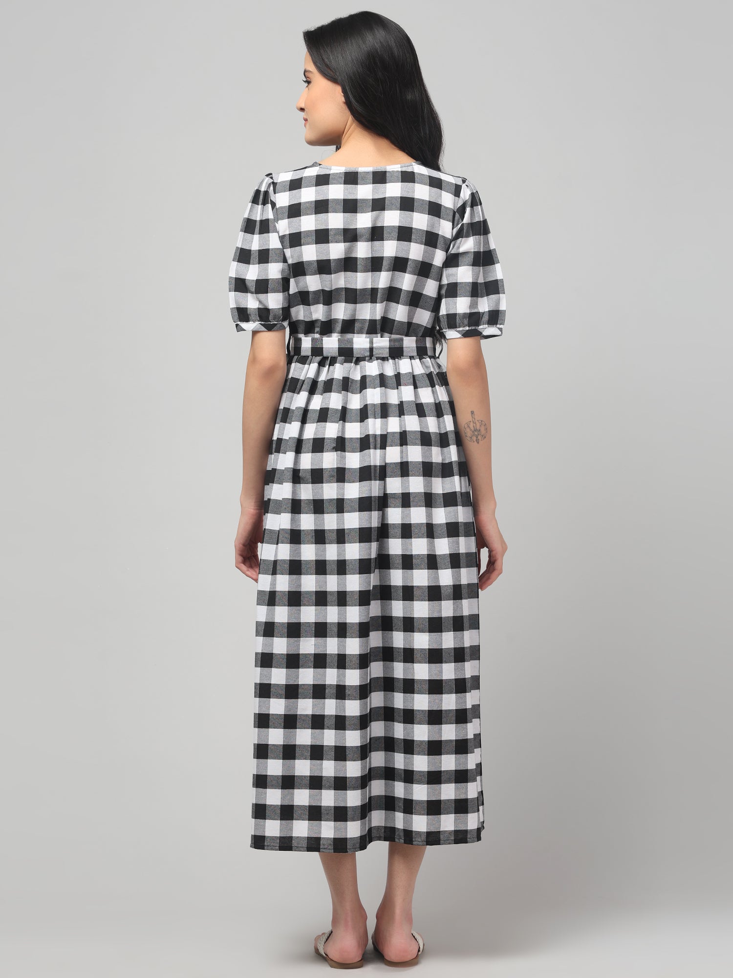 Black White Maternity Feeding Dress For Women.
