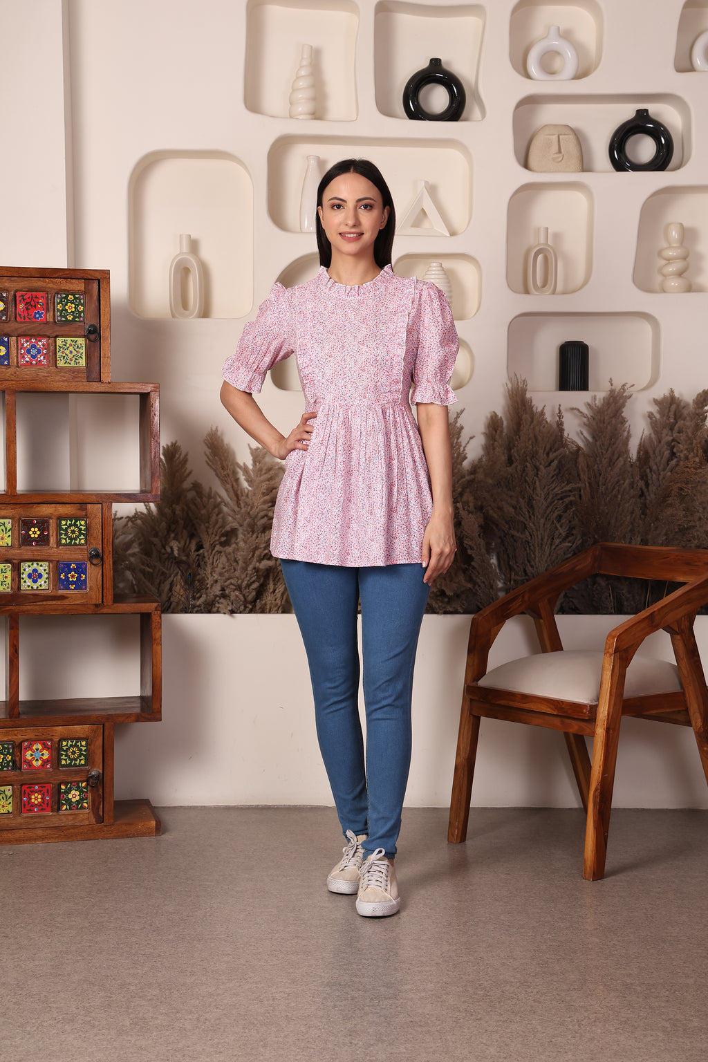 Rose Cotton Maternity Feeding Top For Women