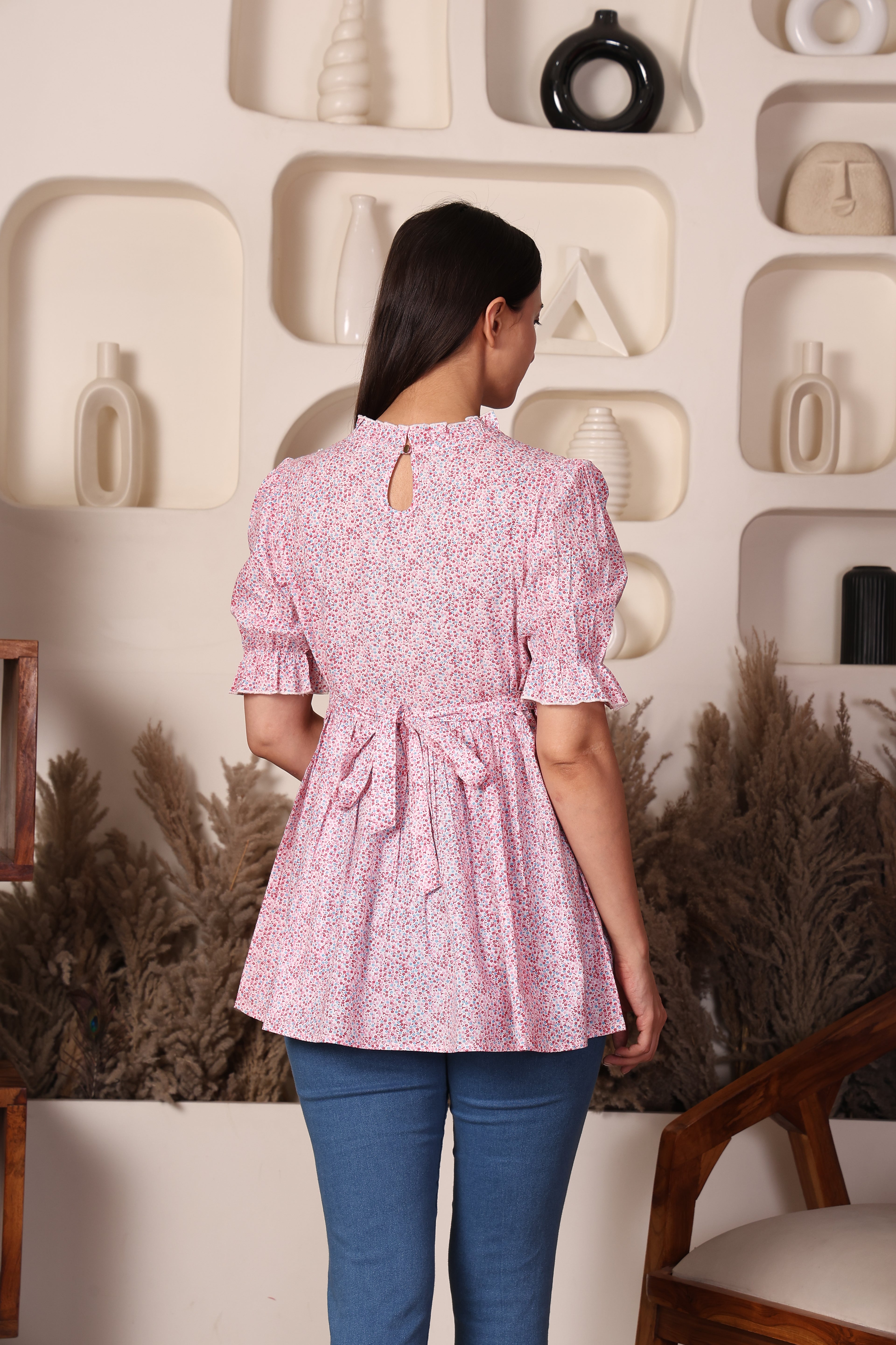 Rose Cotton Maternity Feeding Top For Women