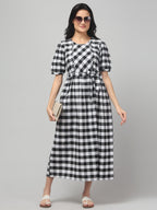 Black White Maternity Feeding Dress For Women.