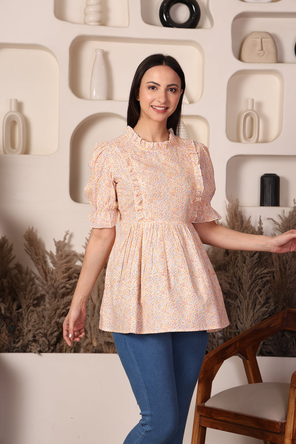 Lemon Cotton Maternity Feeding Top For Women