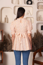 Lemon Cotton Maternity Feeding Top For Women