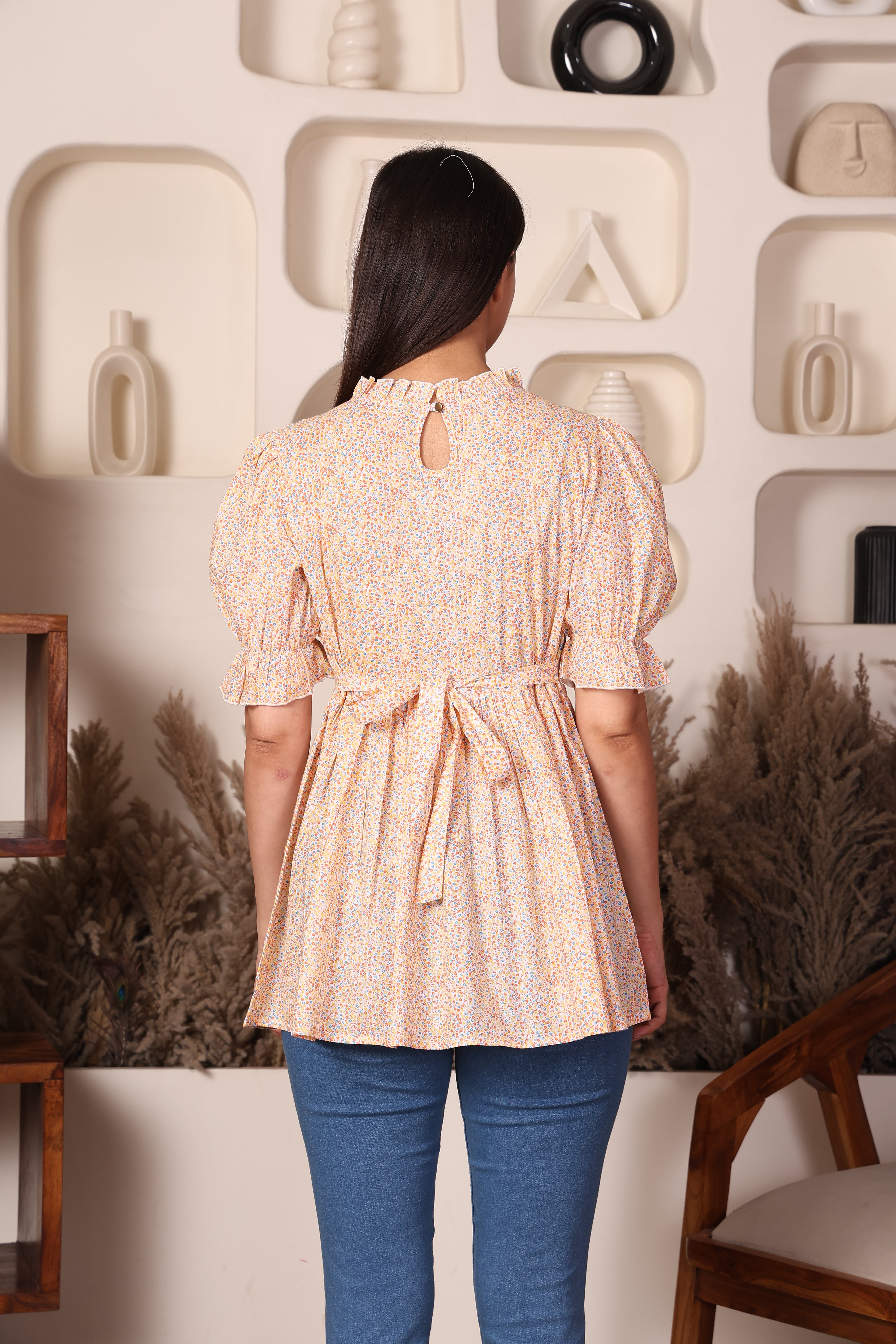 Lemon Cotton Maternity Feeding Top For Women
