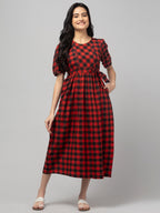 Red Black Maternity Feeding Dress For Women