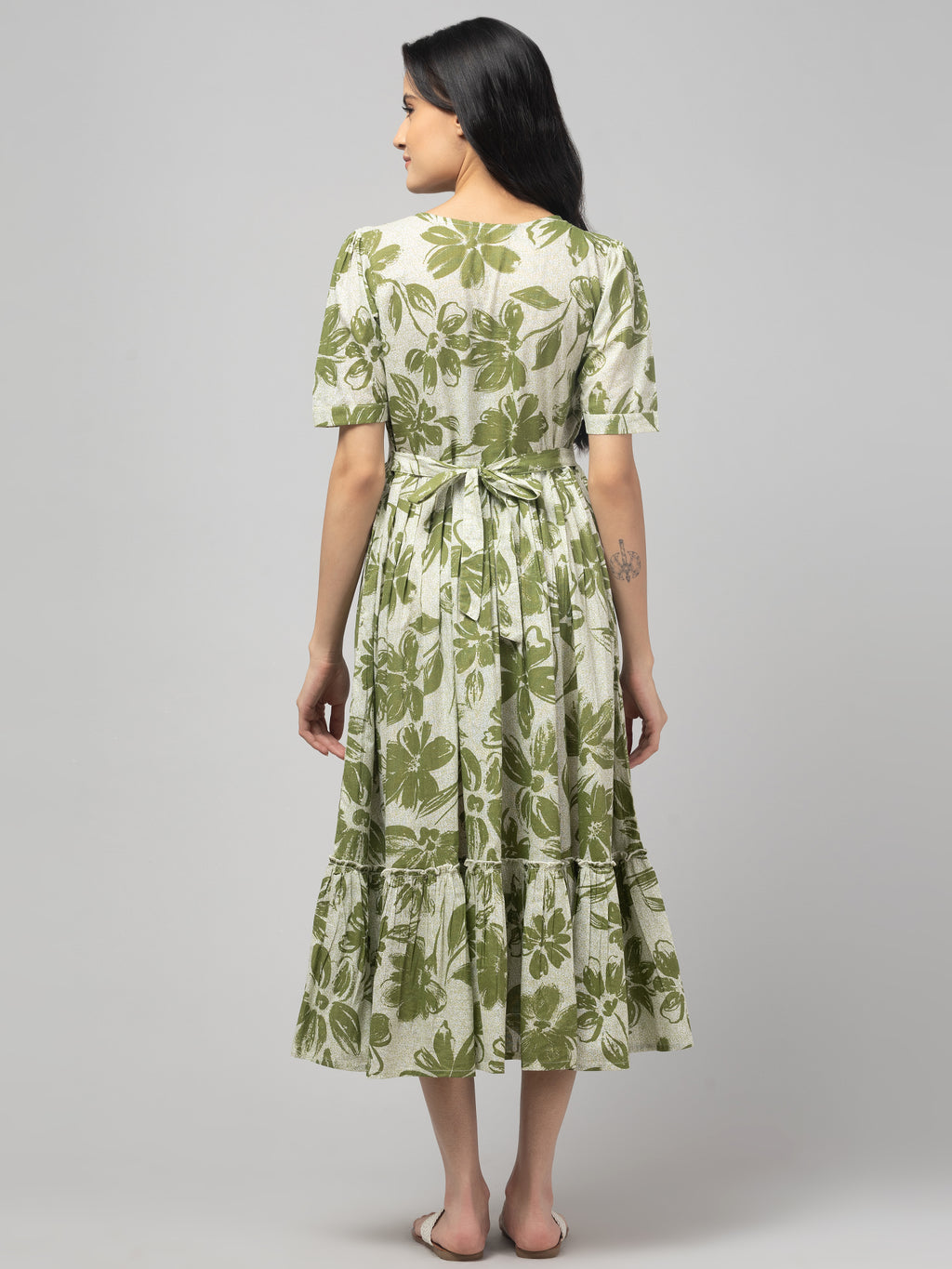 Olive Maternity Feeding Dress For Women