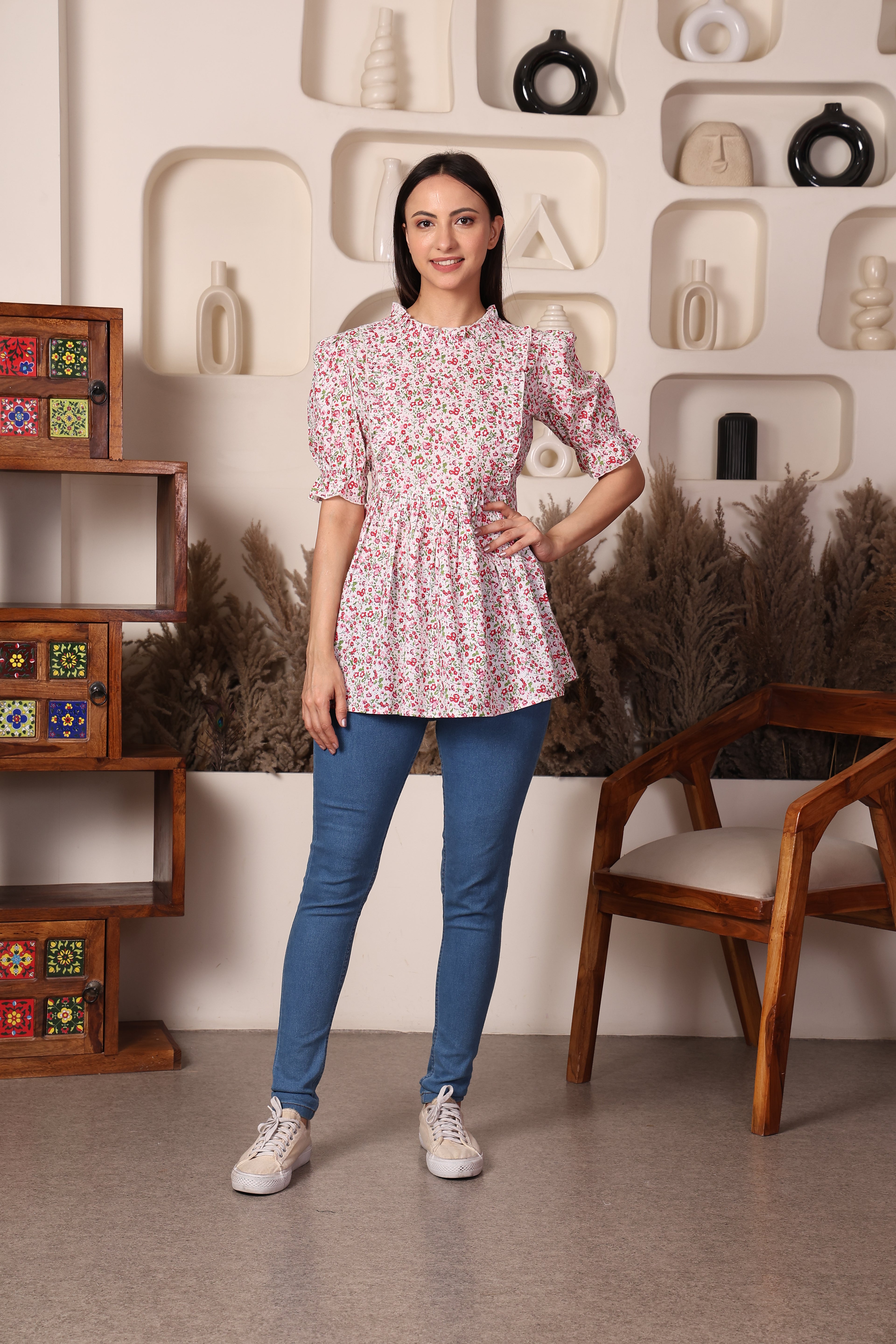 Pink Cotton Maternity Feeding Top For Women