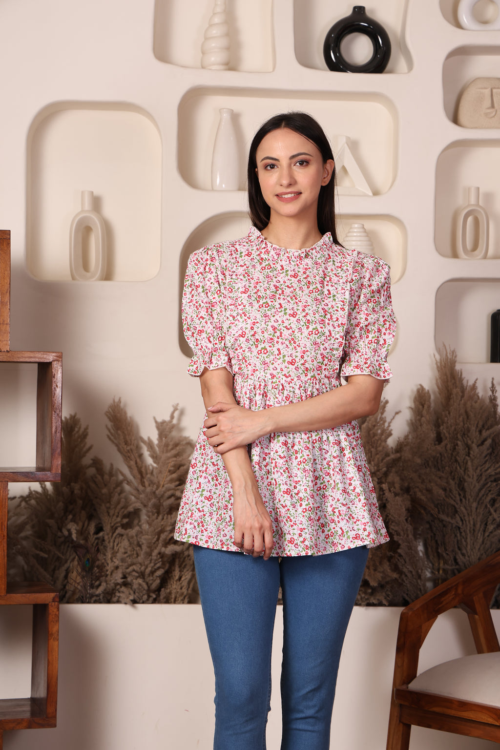 Pink Cotton Maternity Feeding Top For Women