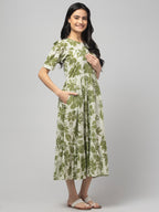 Olive Maternity Feeding Dress For Women
