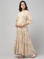 Cream Maternity Feeding Dress For Women