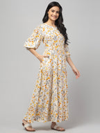 Cream Maternity Feeding Dress For Women