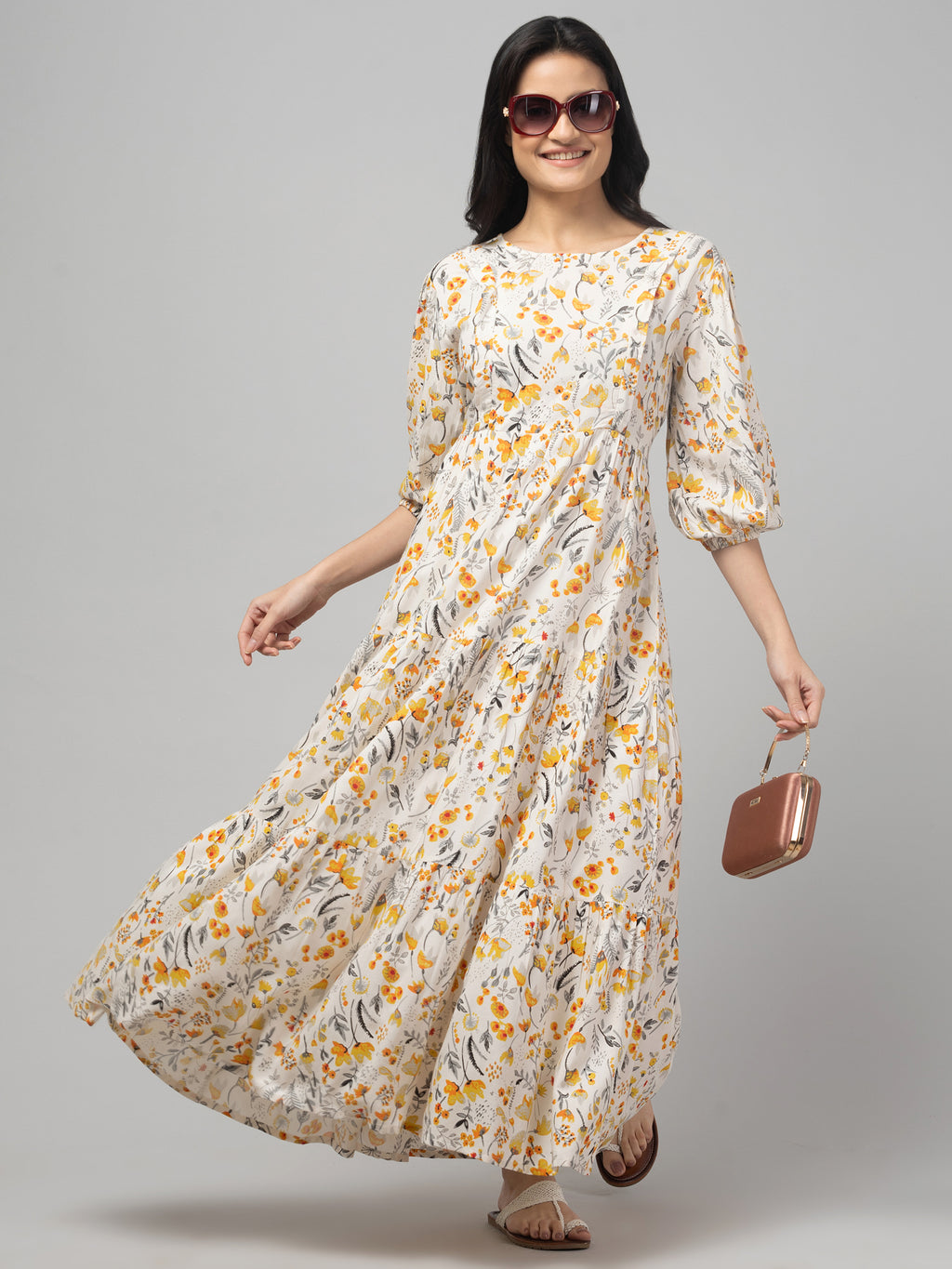 Cream Maternity Feeding Dress For Women