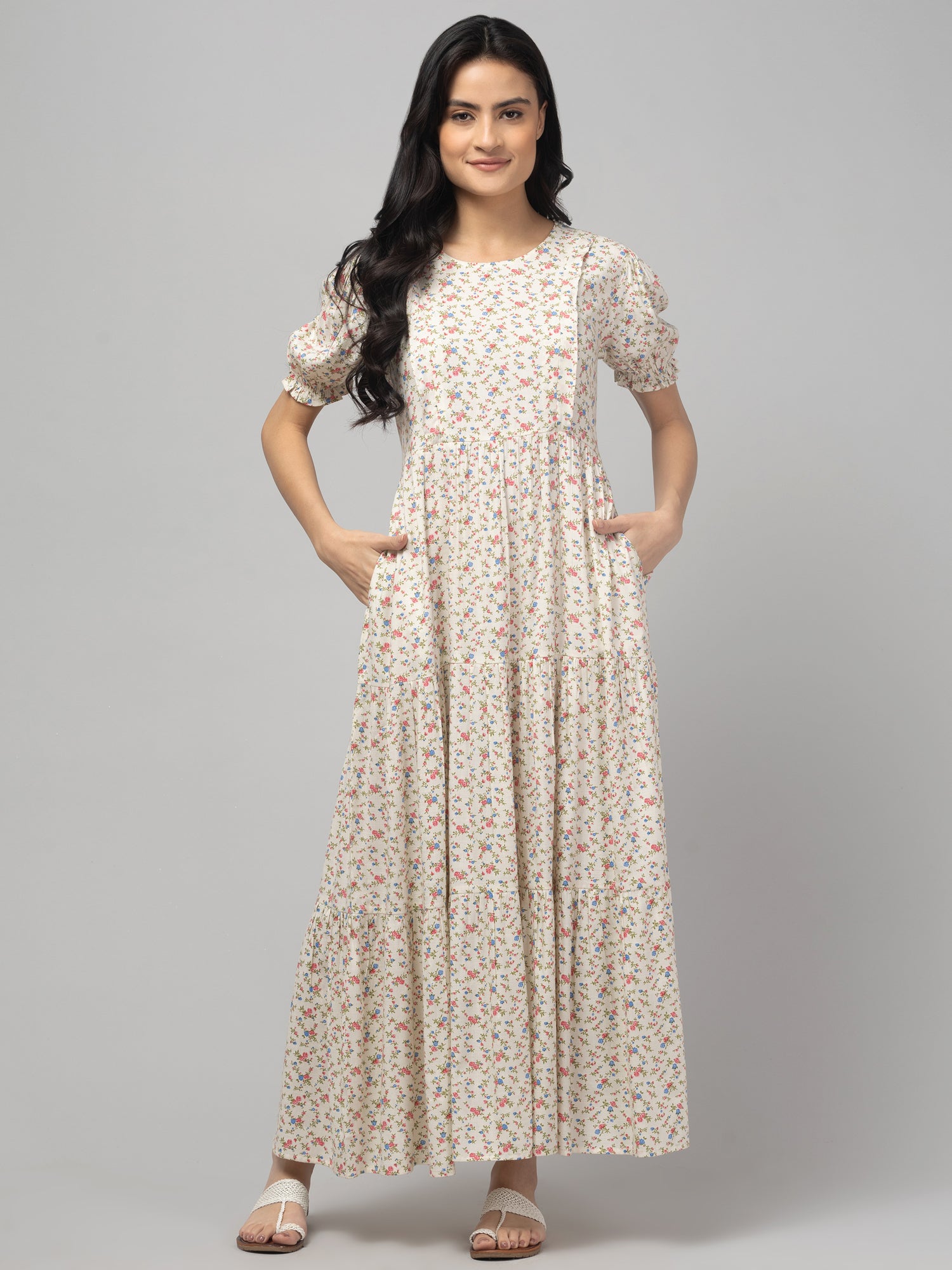 Ditsy Maternity Feeding Dress For Women