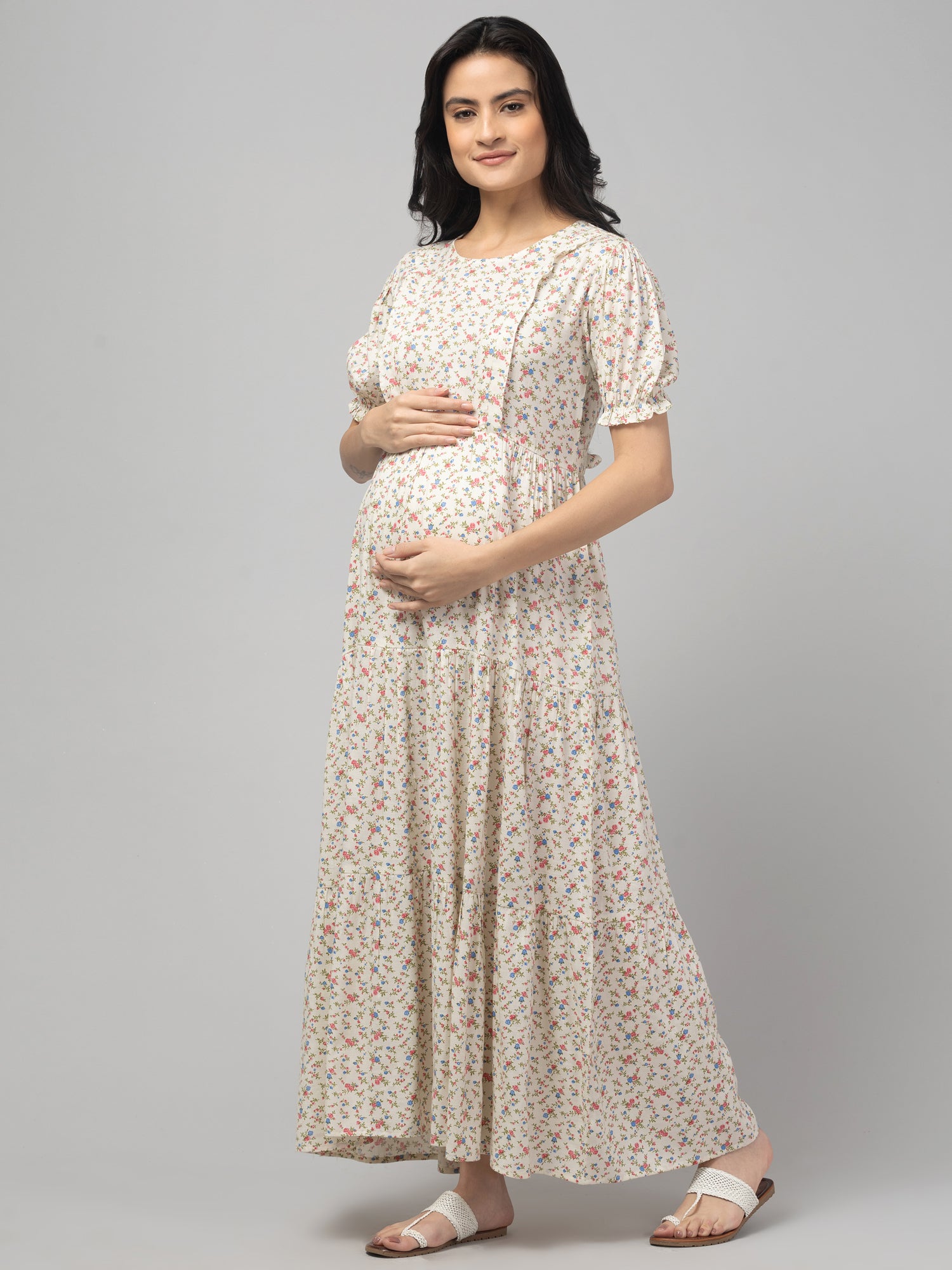 Ditsy Maternity Feeding Dress For Women