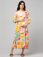 Pink Maternity Feeding Dress For Women