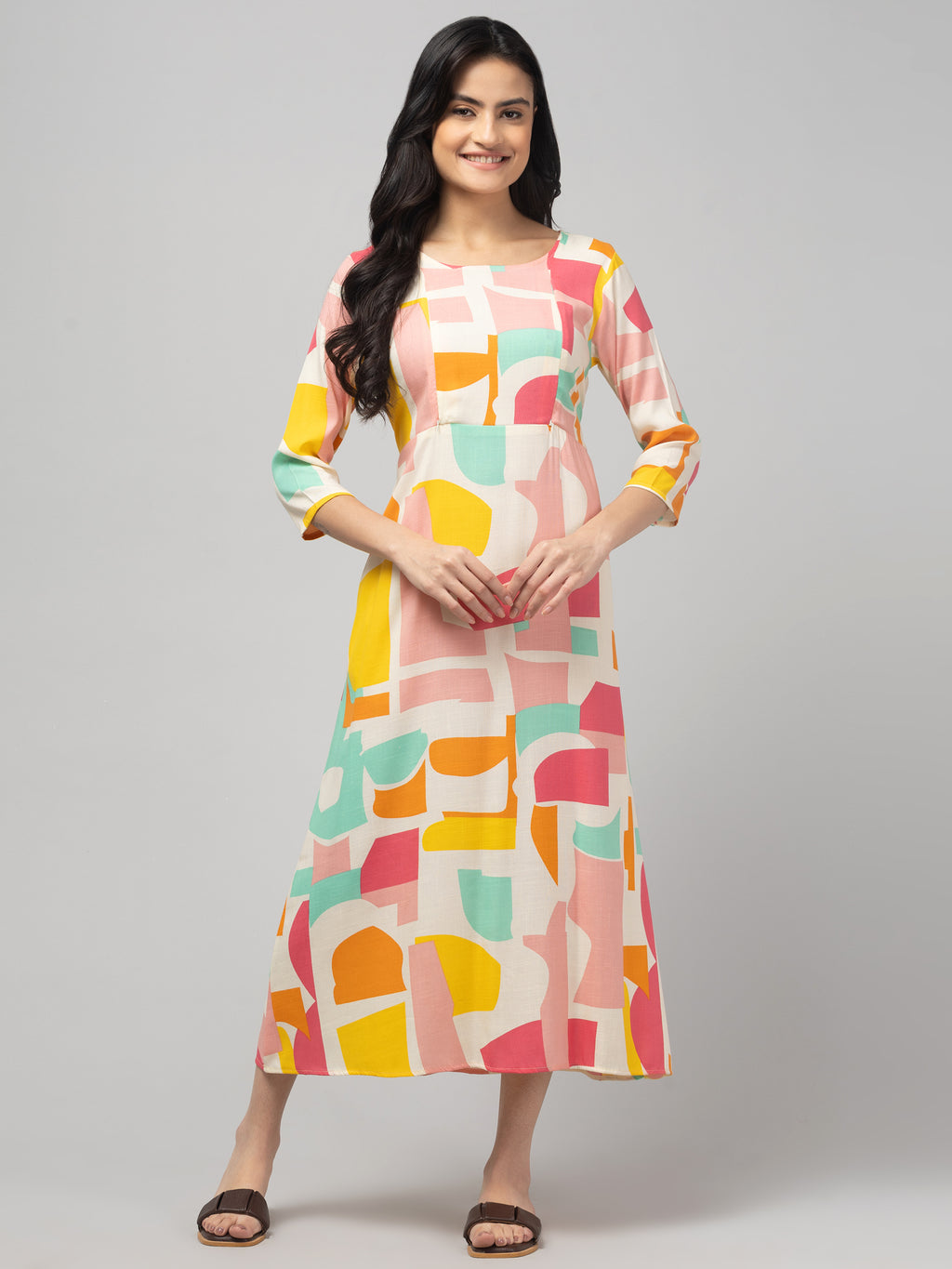 Pink Maternity Feeding Dress For Women