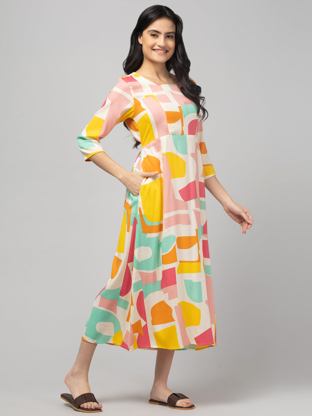 Pink Maternity Feeding Dress For Women
