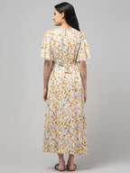 Cream Maternity Feeding Dress For Women