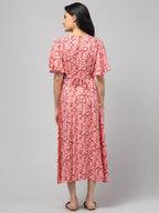 Peach Maternity Feeding Dress For Women