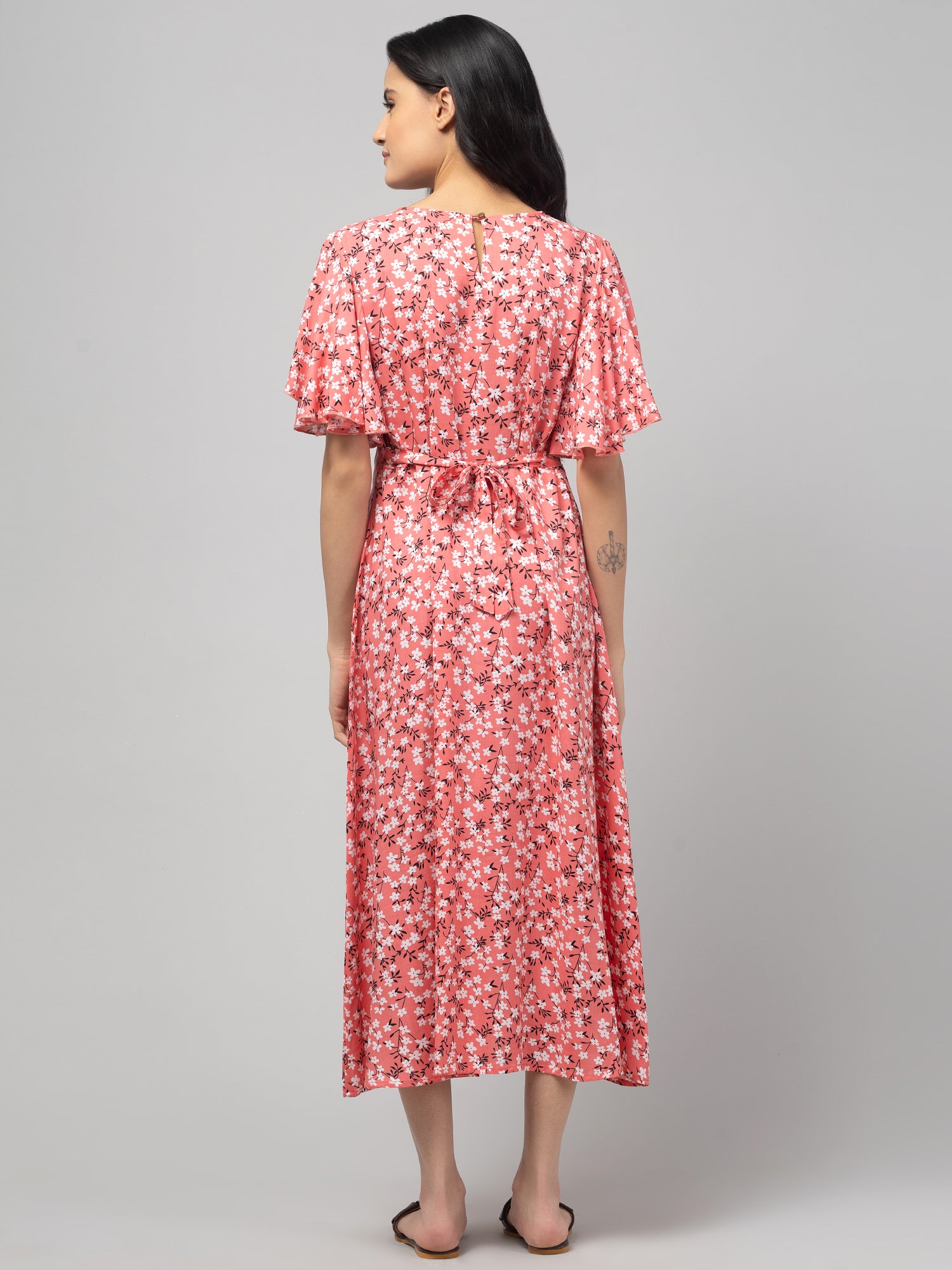 Peach Maternity Feeding Dress For Women