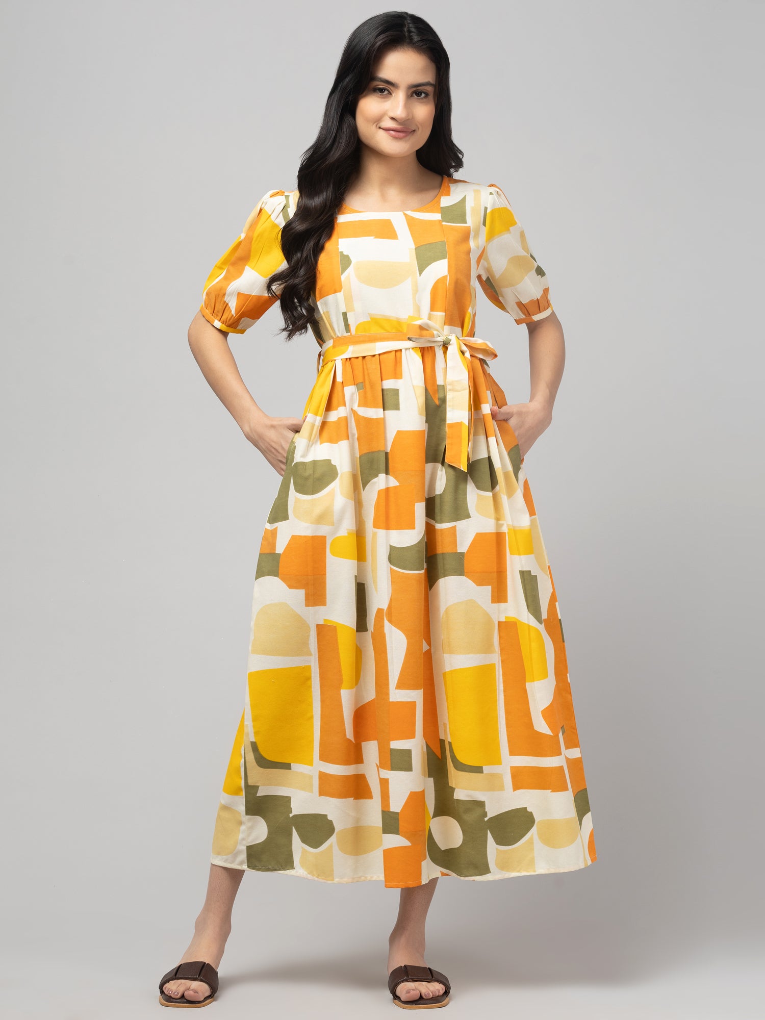 Olive Maternity Feeding Dress For Women