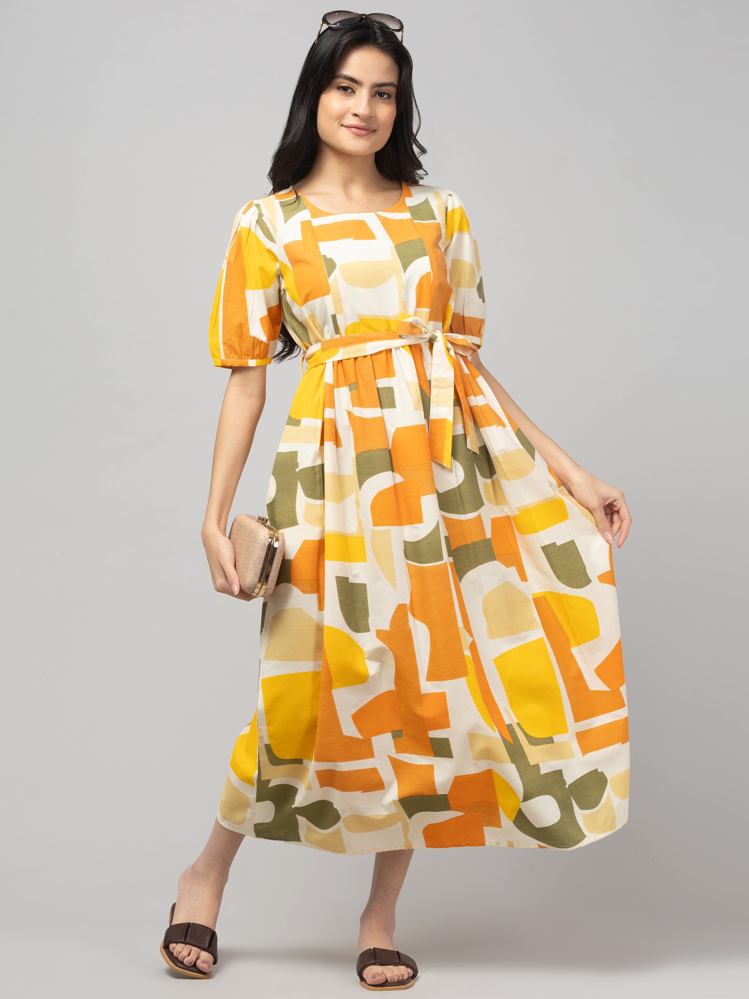 Olive Maternity Feeding Dress For Women