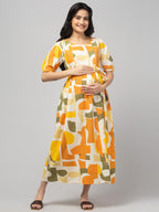 Olive Maternity Feeding Dress For Women