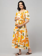 Olive Maternity Feeding Dress For Women