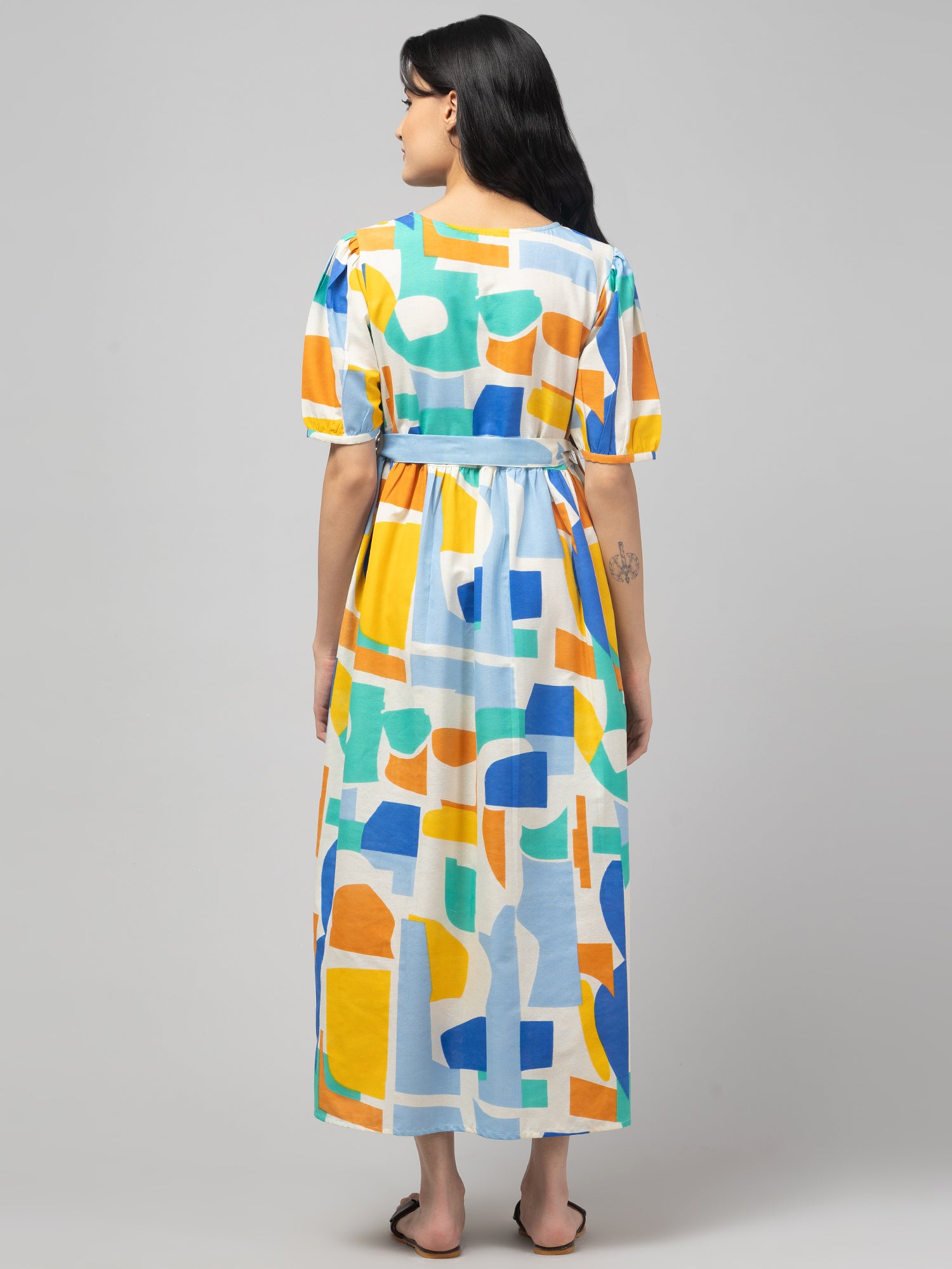 Blue Maternity Feeding Dress For Women