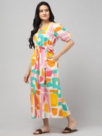 Pink Maternity Feeding Dress For Women