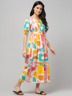 Pink Maternity Feeding Dress For Women