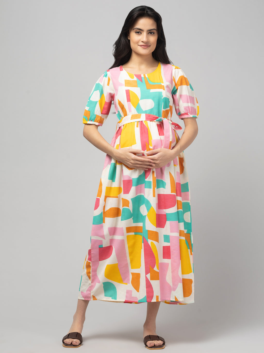 Pink Maternity Feeding Dress For Women