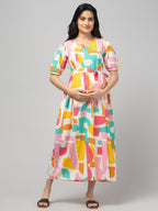 Pink Maternity Feeding Dress For Women