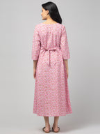 Pink Maternity Feeding Dress For Women