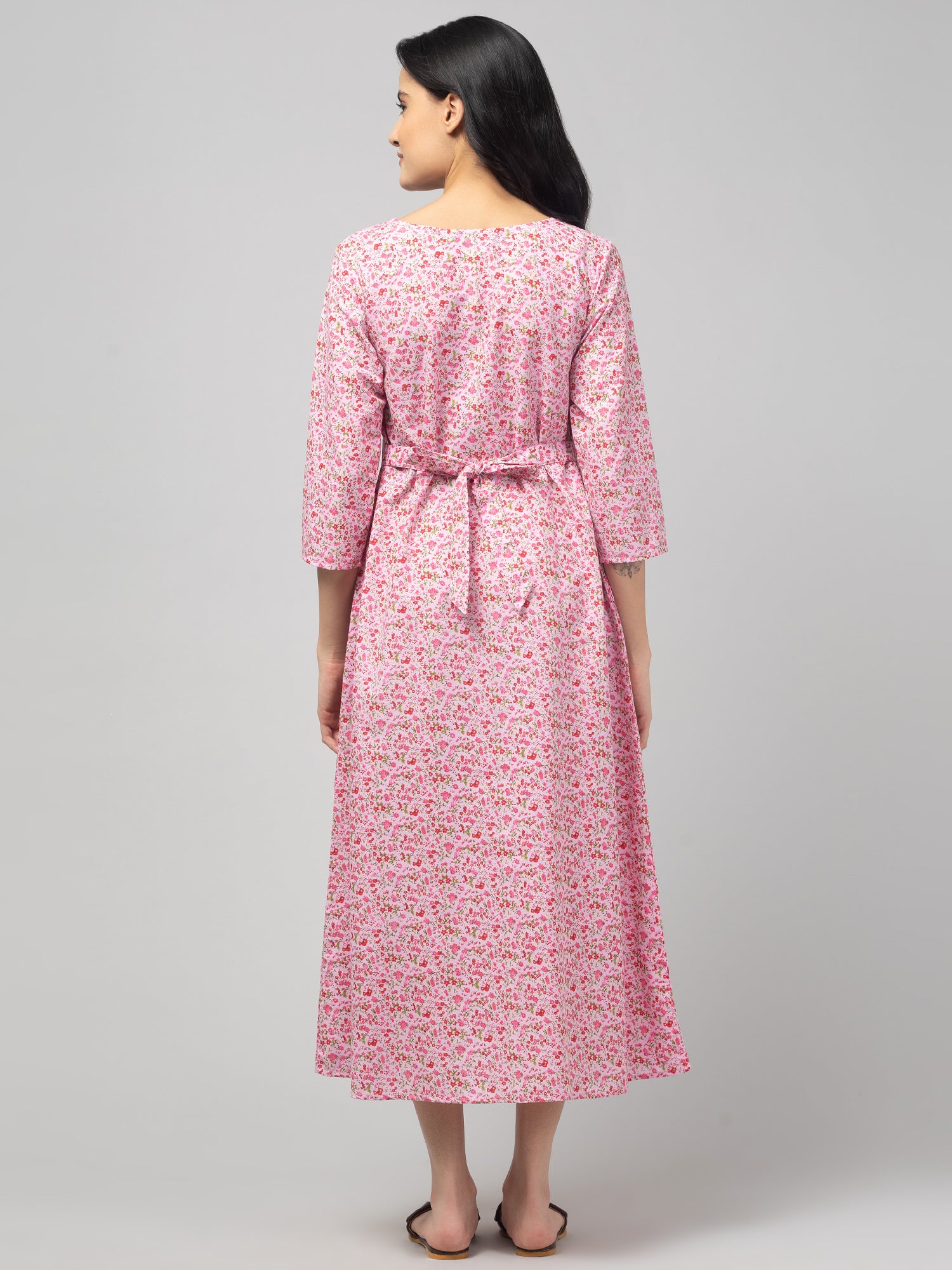 Pink Maternity Feeding Dress For Women