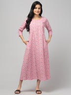 Pink Maternity Feeding Dress For Women
