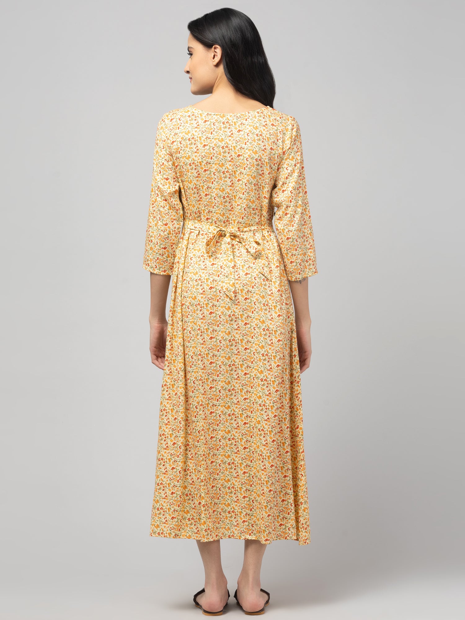 Lemon Maternity Feeding Dress For Women