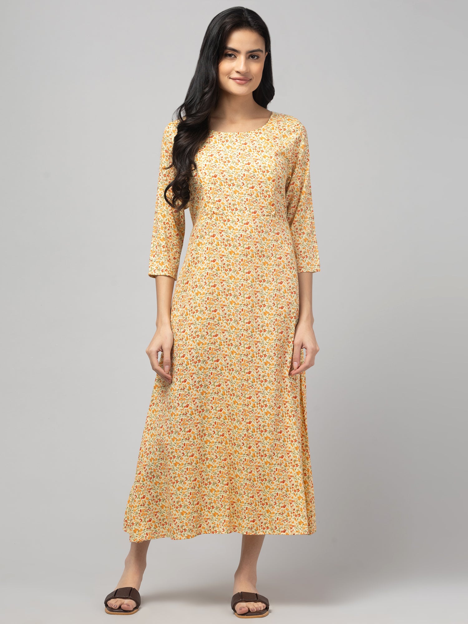 Lemon Maternity Feeding Dress For Women