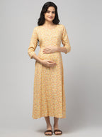 Lemon Maternity Feeding Dress For Women