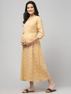 Lemon Maternity Feeding Dress For Women