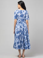 Blue Maternity Feeding Dress For Women