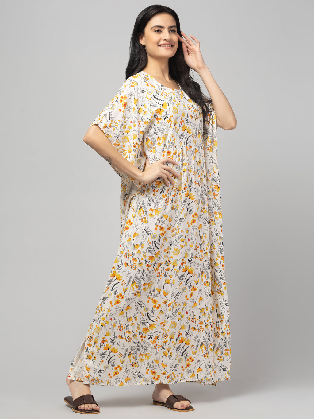 Cream Maternity Feeding Dress For Women