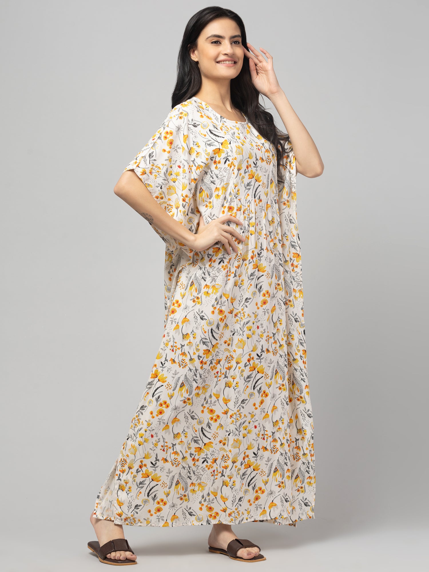 Cream Maternity Feeding Dress For Women