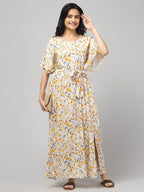 Cream Maternity Feeding Dress For Women